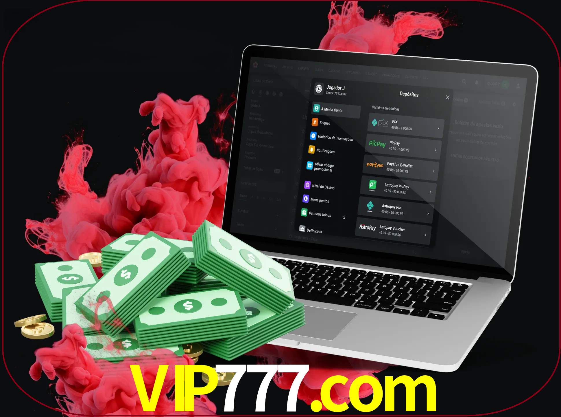 Para efetuar um depósito na sua conta vip777, basta escolher o método de depósito e especificar o montante.