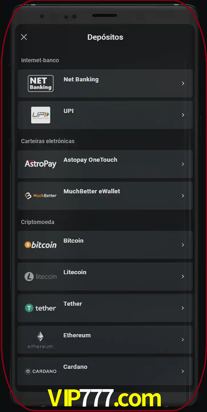 Você pode usar métodos alternativos de depósito.